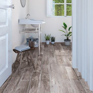 Reclaimed Misty Grey Oak Nailed Wood Effect Floor Tile