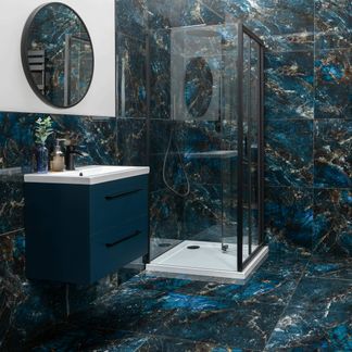 Sky Blue Marble Effect Polished Porcelain Wall and Floor Tile