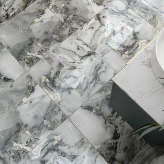 Sky Grey Marble Effect Polished Porcelain Floor Tile
