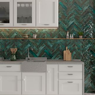 Style Emerald Green Brick Effect Gloss Ceramic Wall Tile
