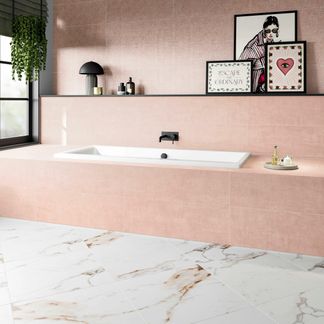 Tapiz Pink Matt Hessian Effect Ceramic Wall Tile