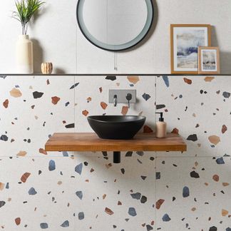 Trend White Terrazzo Multicolour Wall and Floor Tile