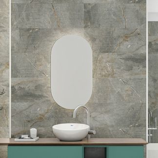 Tuscan Dark Grey Embossed Decor Stone Effect Matt Ceramic Wall Tile