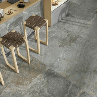 Tuscan Dark Grey Stone Effect Matt Porcelain Floor Tile