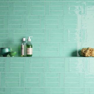 Victorian Style Aquamarine Gloss Porcelain Wall Tile