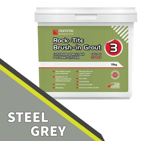 Norcros Rock-Tite Brush in Grout 15kg - Steel Grey