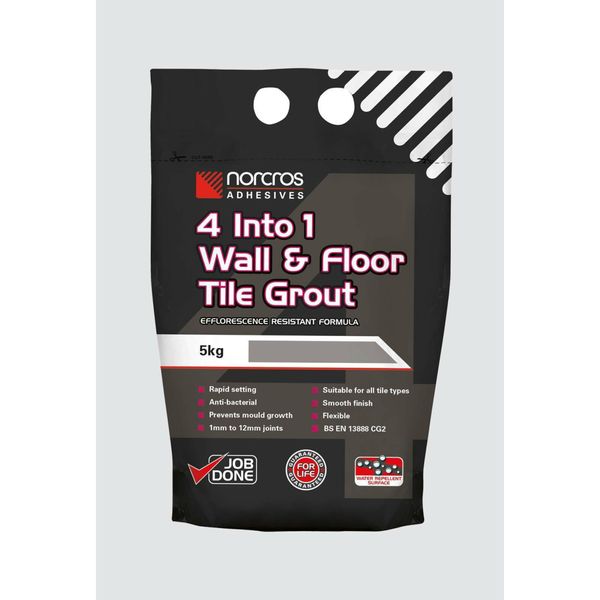 4 Into 1 Wall & Floor Tile Grout - Silver Grey - 5Kg