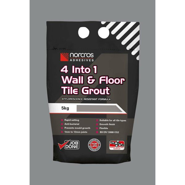 4 Into 1 Wall & Floor Tile Grout - Steel Grey - 5Kg