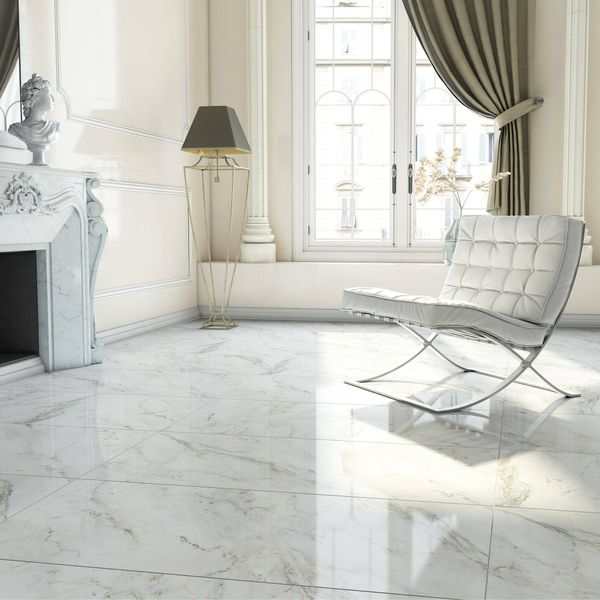 Anderson White Polished Floor Tiles