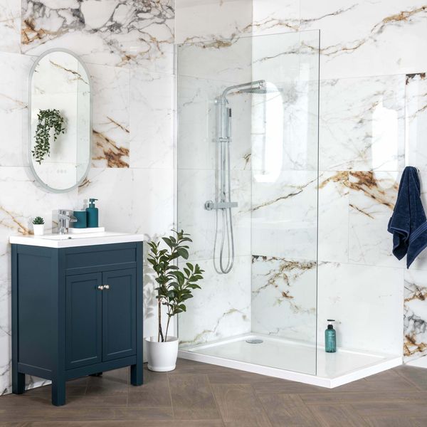 Barnaby White Marble Effect Large Polished Porcelain Wall and Floor Tile
