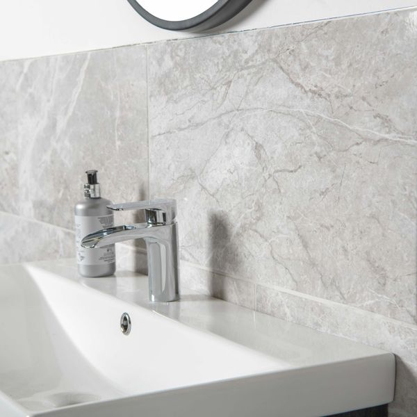 Bernini Light Grey Gloss Marble Effect Ceramic Wall Tile