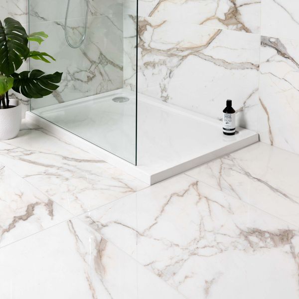 Calacatta Golden Grey Marble Effect Polished Porcelain Wall and Floor Tile