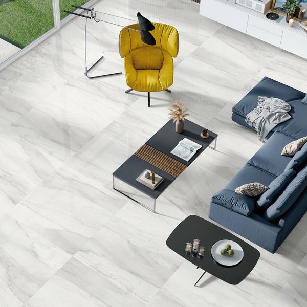 Delicatto White Marble Effect Polished Porcelain Wall and Floor Tile