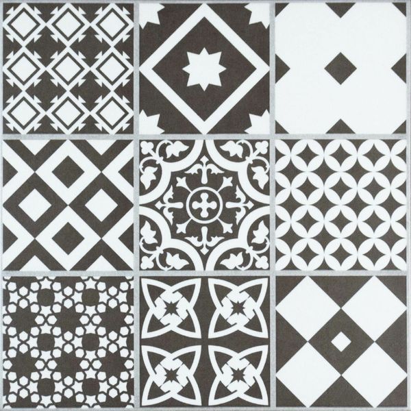 Gatsby Black and White Patchwork Wall and Floor Tiles