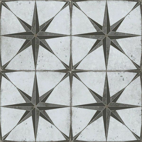 Edinburgh Grey Star Patterned Porcelain Wall and Floor Tile