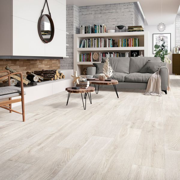 Graziella Ice Grey Oak Wood Effect Porcelain Floor Tile