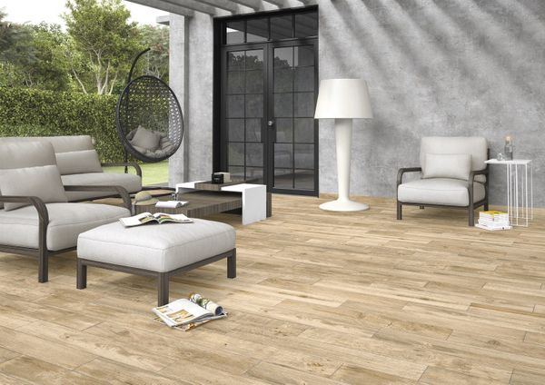 Hardwood Beige Wood Effect Anti-Slip Porcelain Floor Tile