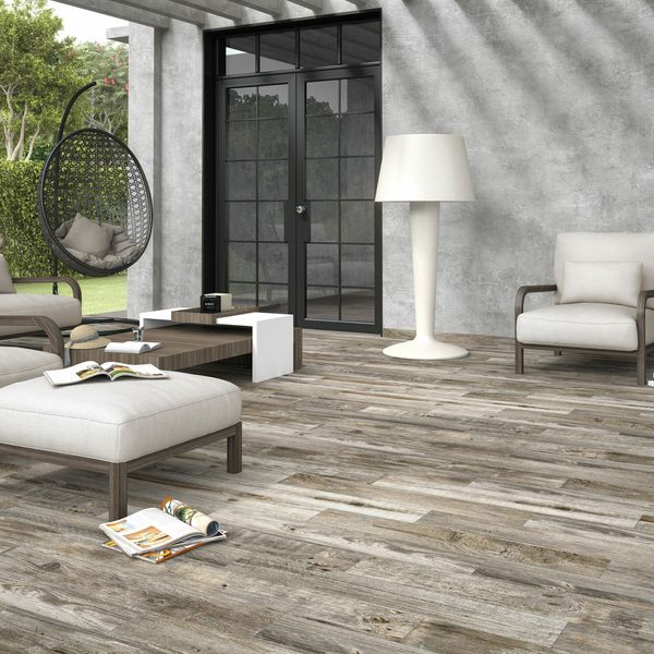 Hardwood Greyed Wood Effect Anti-Slip Porcelain Floor Tile
