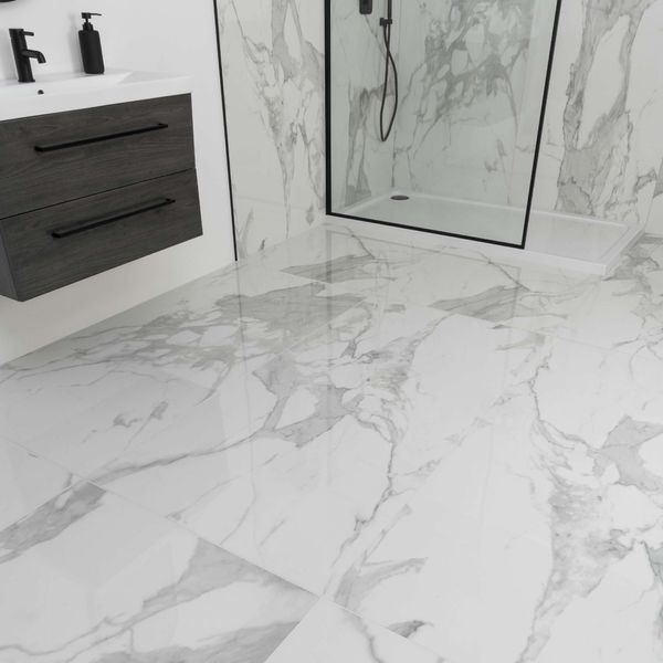 Invictus Grey Marble Effect Polished Porcelain Large Wall and Floor Tile