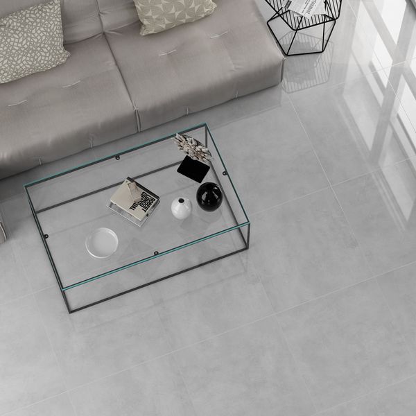 Kalos Dark Grey Gloss Rectified Porcelain Floor Tiles