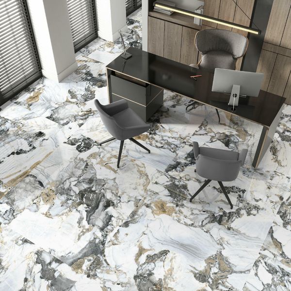 Liberty White Marble Effect Large Polished Porcelain Floor Tile