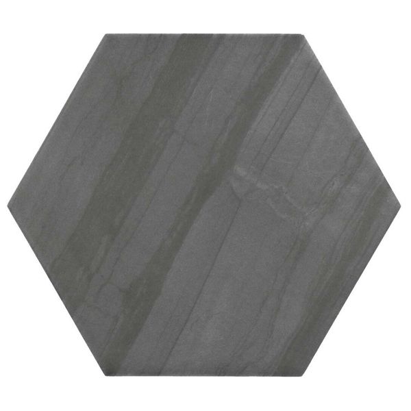 Lithos Dark Grey Hexagon Matt Marble Effect Porcelain Wall and Floor Tile
