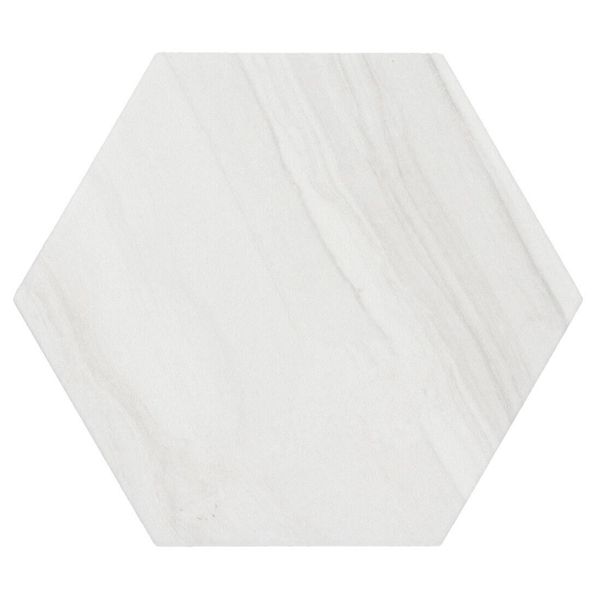 Lithos White Hexagon Matt Marble Effect Porcelain Wall and Floor Tile