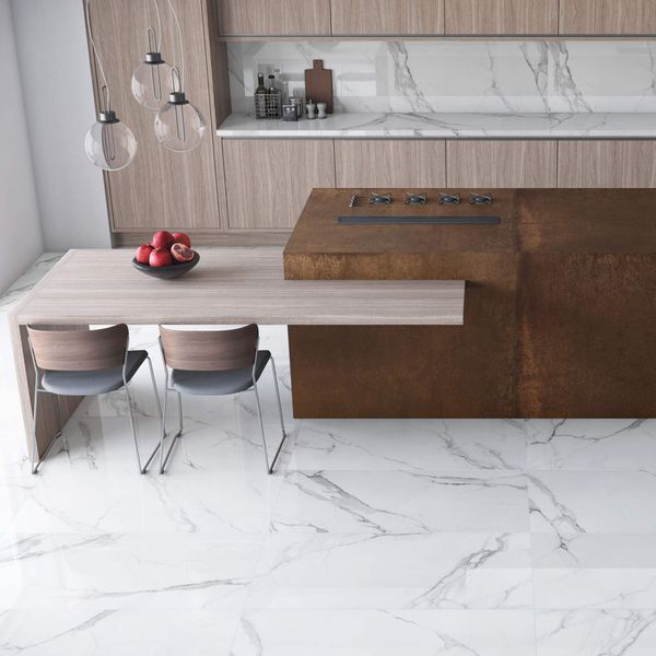 Place White Marble Effect Wall and Floor Tiles