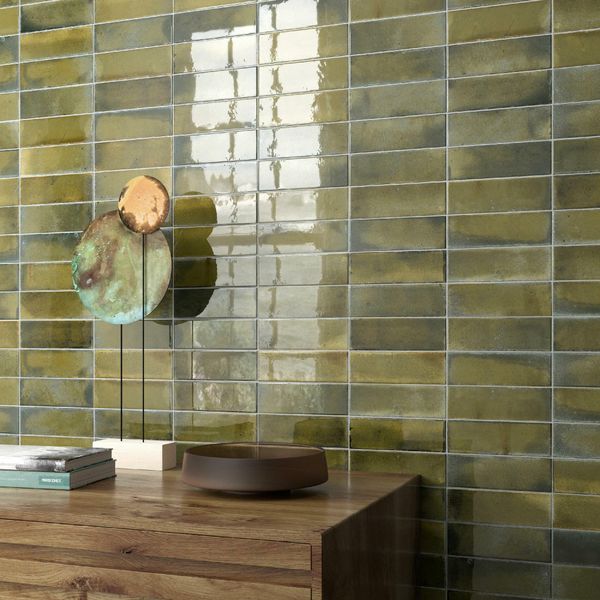 Luma Olive Green Gloss Ceramic Wall Tile
