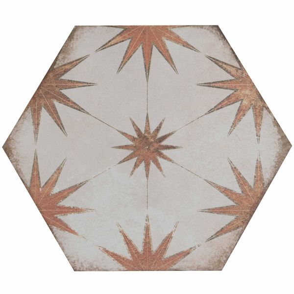Lylia Terracotta Decor Hexagon Matt Wall and Floor Tile