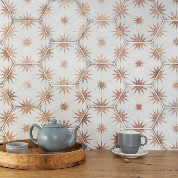Lylia Terracotta Decor Hexagon Matt Wall and Floor Tile