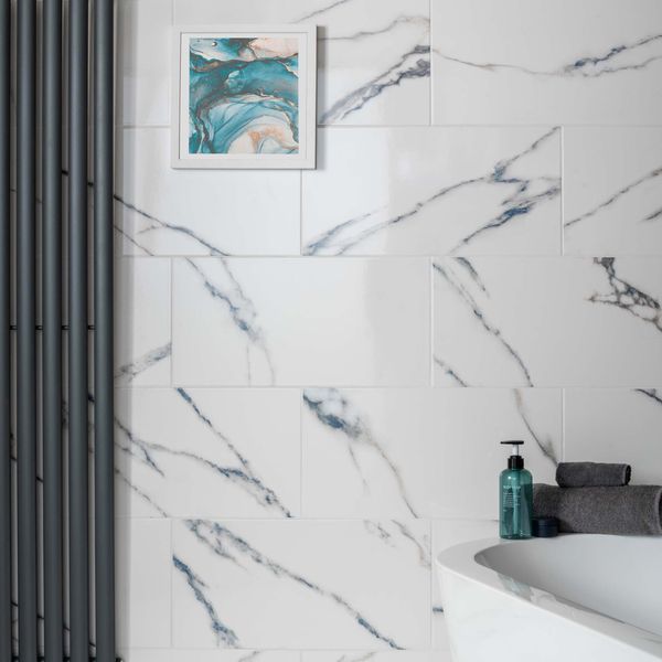 Marmo Blue Marble Effect Gloss Ceramic Wall Tile