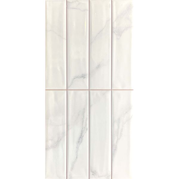Marmo White Brick Marble Effect Gloss Ceramic Wall Tile