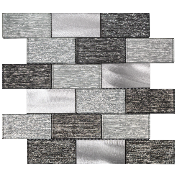 Metallic Silver Grey Glass Mosaic