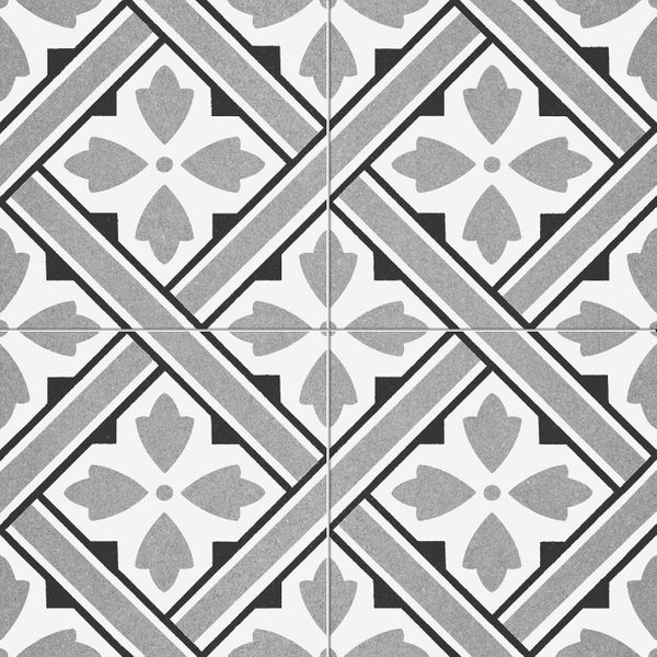 Mr Jones Grey Pattern Matt Porcelain Wall and Floor Tile