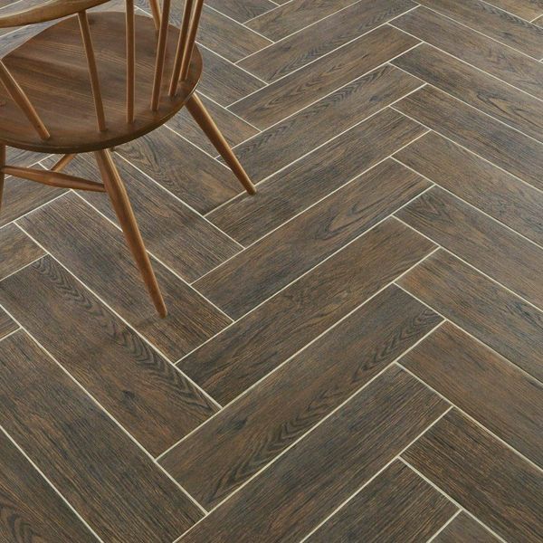 Nordic Wood Dark Brown Wood Effect Wall and Floor Tiles