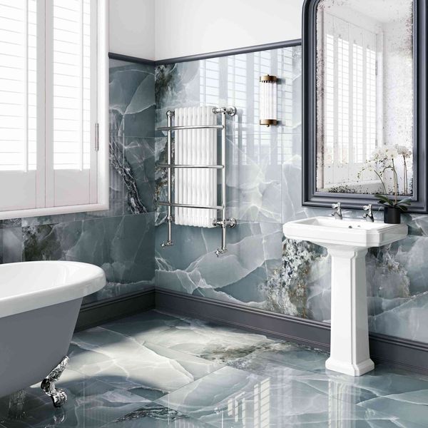 Onyx Marble Effect Blue Polished Porcelain Wall and Floor Tile