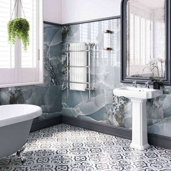 Onyx Marble Effect Blue Polished Porcelain Wall and Floor Tile