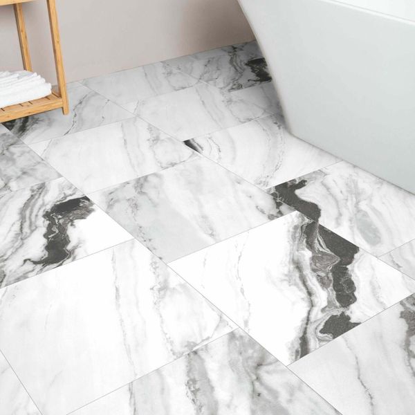 Panda White Marble Effect Polished Porcelain Floor Tile