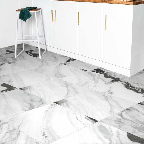 Panda White Marble Effect Polished Porcelain Floor Tile