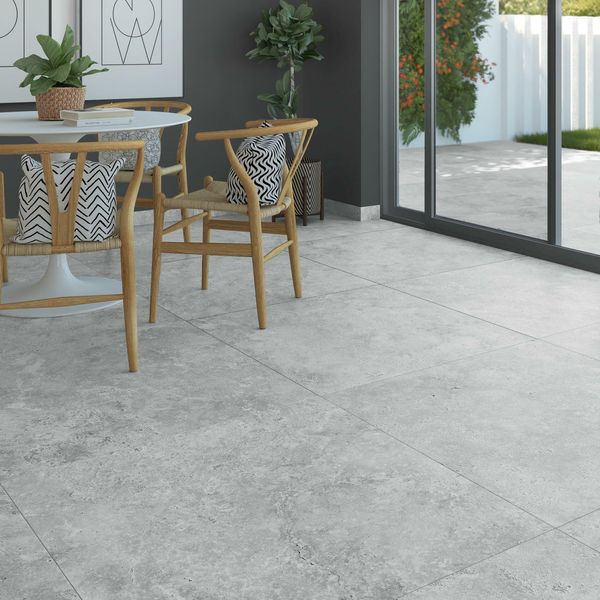 Rapalano Grey Travertine Effect Anti Slip Porcelain Floor Tile