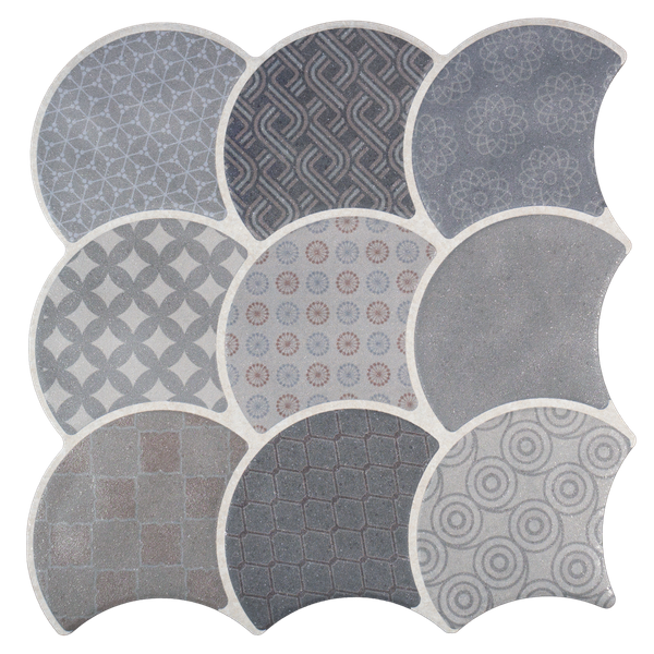 Scale Boho Grey Wall and Floor Tiles