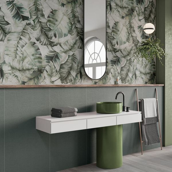 Seven Green Floral Decor Matt Ceramic Wall Tile