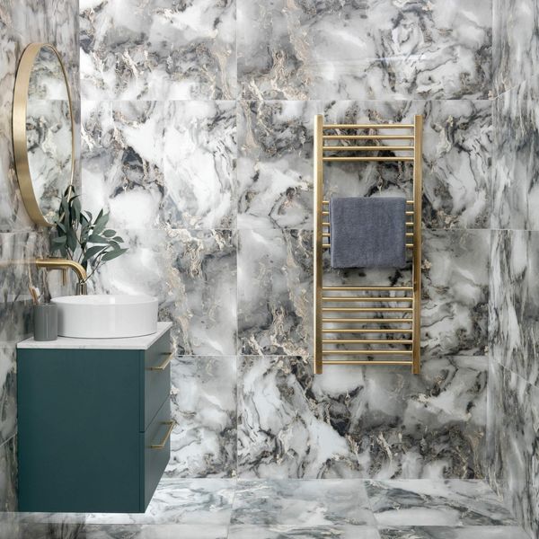 Sky Grey Marble Effect Polished Porcelain Wall and Floor Tile