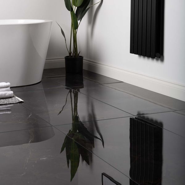 The Room Black Italian Polished Porcelain Wall and Floor Tiles