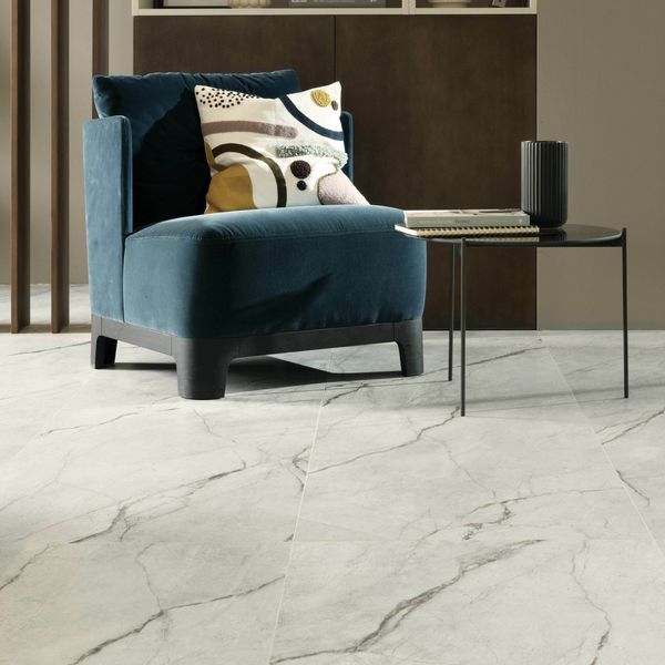 The Room Grey Marble Effect Matt Porcelain Wall and Floor Tile
