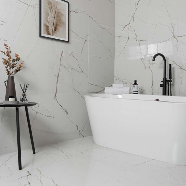 The Room White Italian Polished Porcelain Wall and Floor Tiles