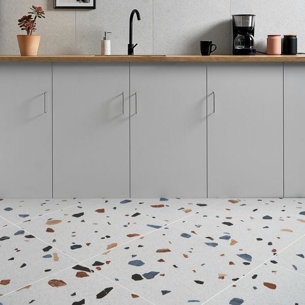 Trend White Terrazo Multicolour Wall and Floor Tile