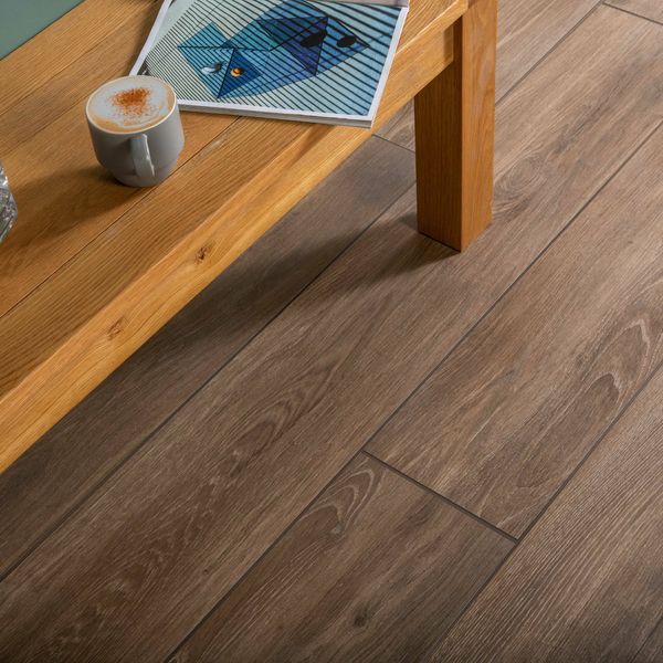 Verbier Dark Brown Large Wood Effect Anti-Slip Matt Porcelain Floor Tile