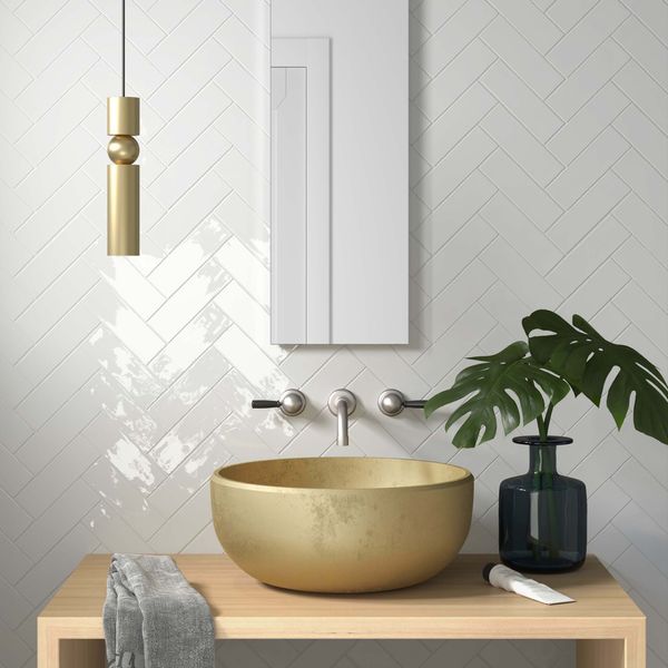 Victorian Style White Gloss Porcelain Wall Tile